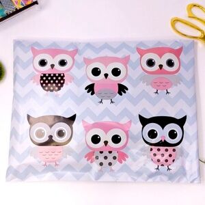 20 Pink / Gray Chevron OWLS Poly Mailers - 10 x 13 inch